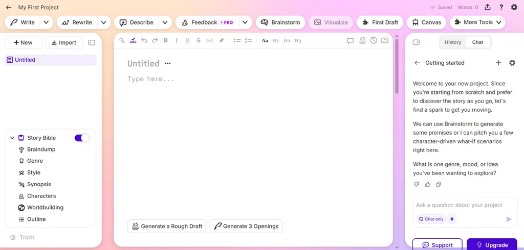 develop novel chapters with sudowrite