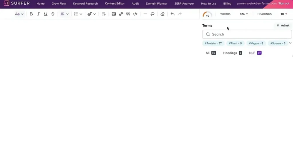 генерация контента в Surfer SEO