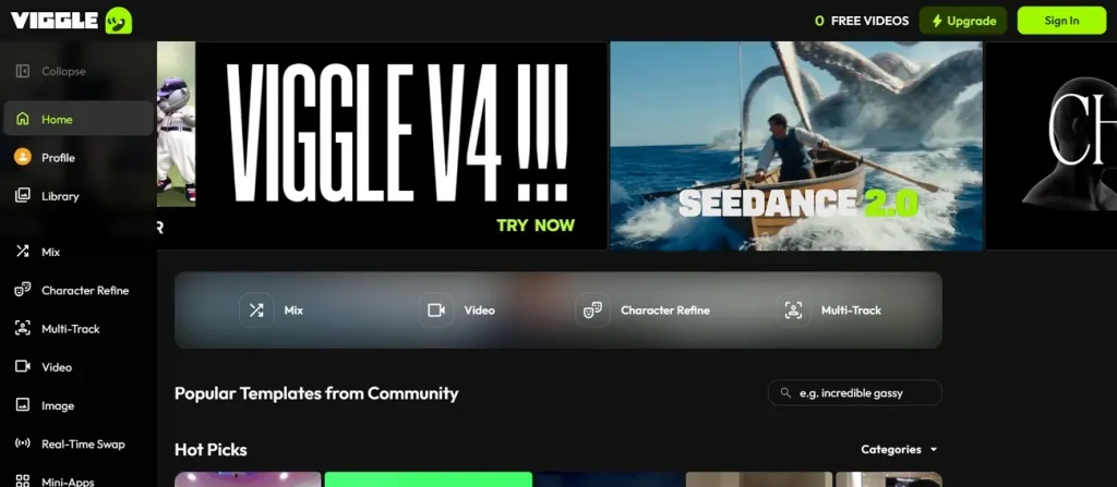 viggle ai homepage display