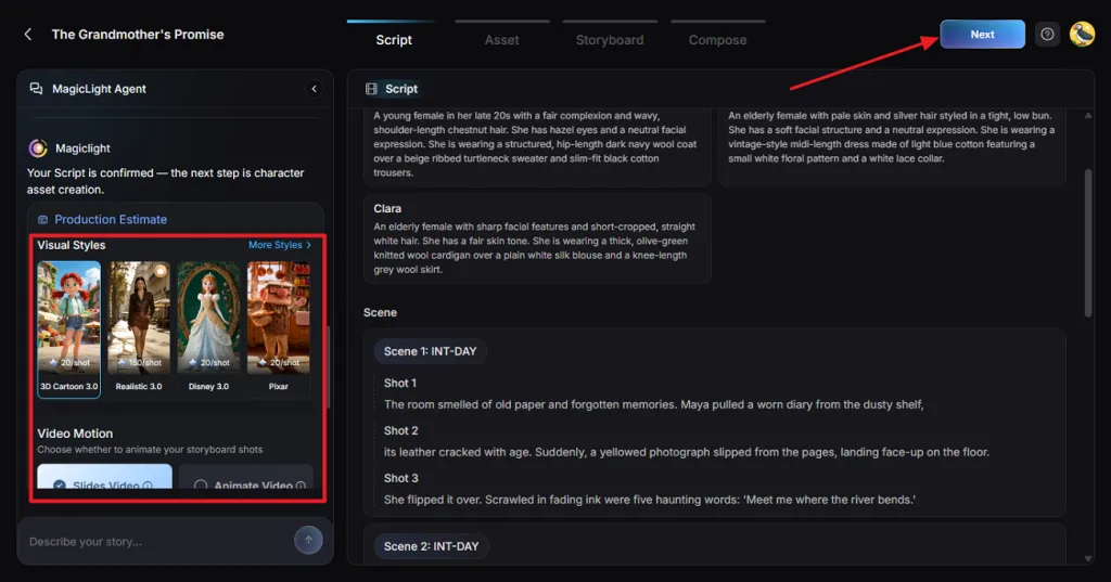 pick movie appearance with animation options