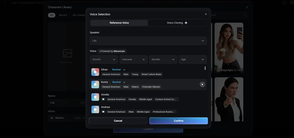 настройки закадра и субтитров MagicLight