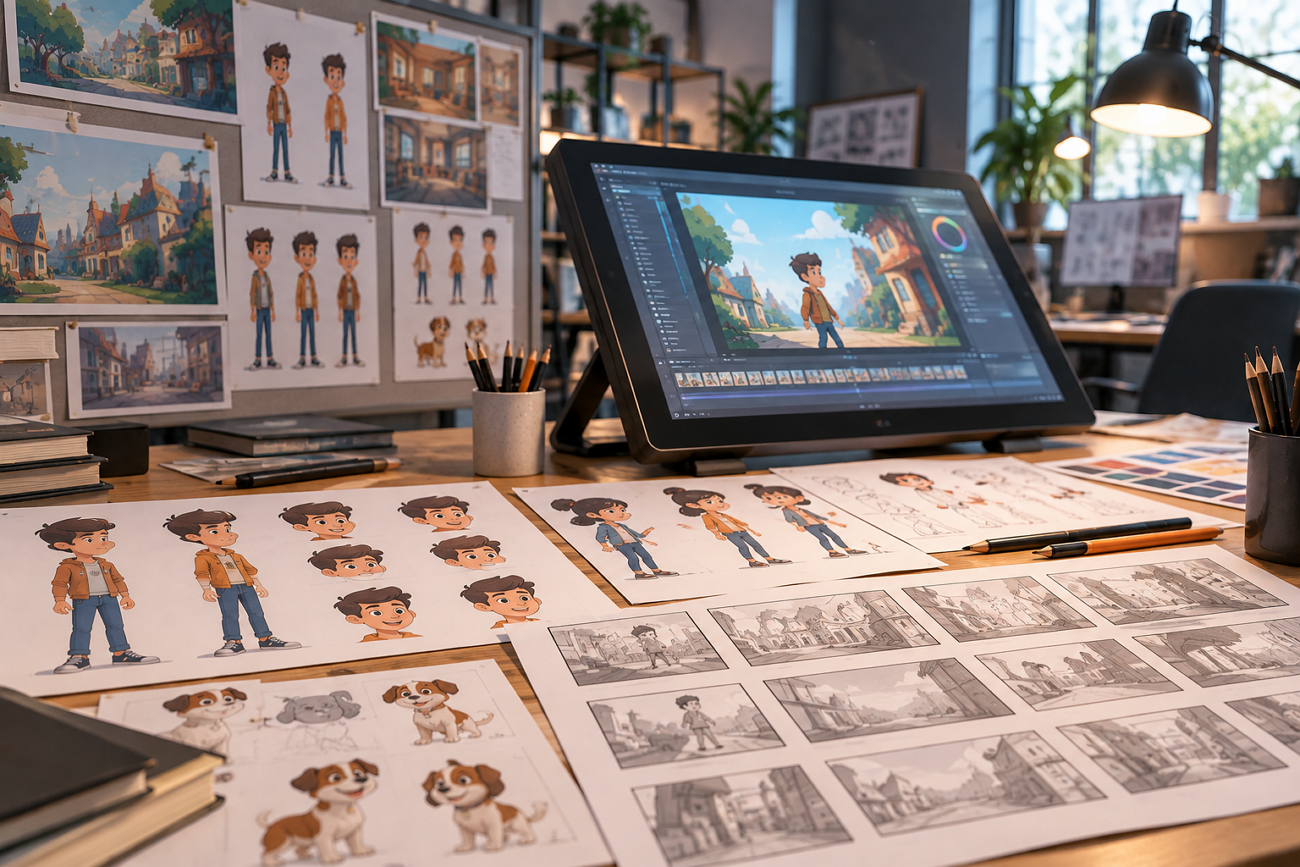 character animation planning desk setup