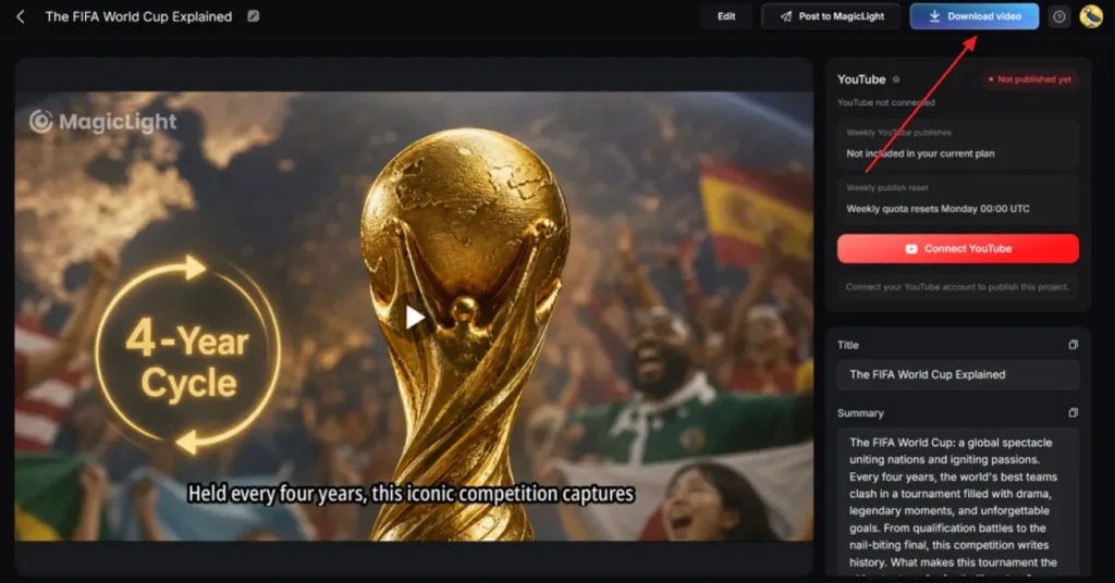 Предпросмотр и сохранение сгенерированного видео